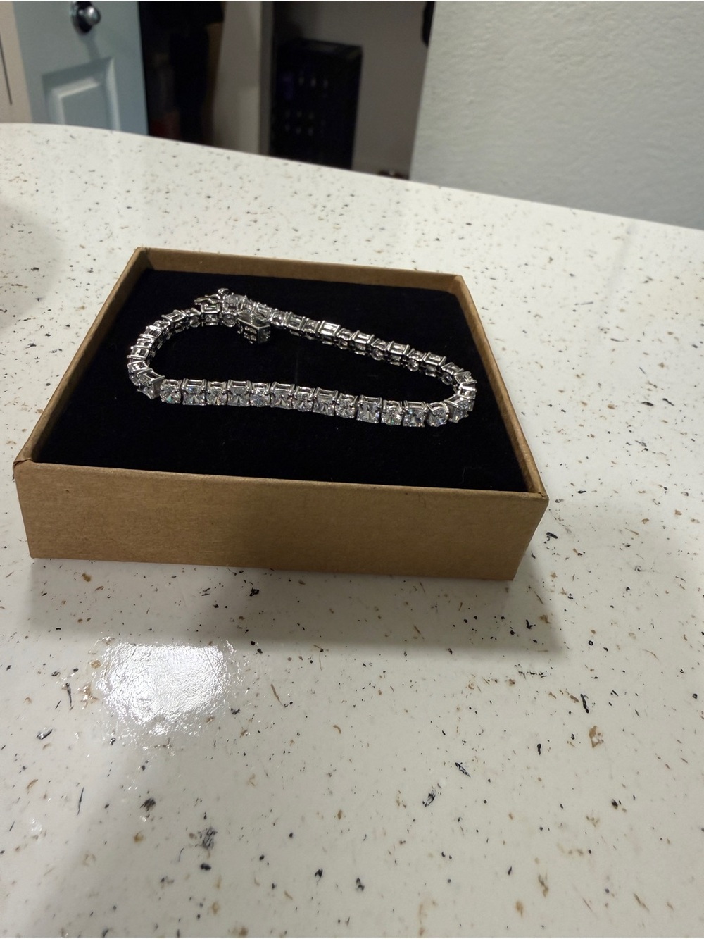 925 Thailand Stamped princess cut tennis bracelet. - Picture 2 of 7